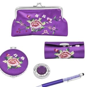 Purple makeup kit with pen